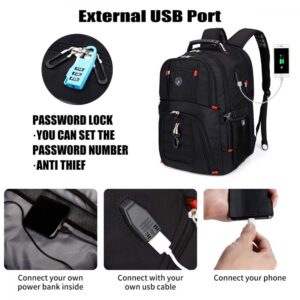 SHRRADOO Extra Large 52L Travel Laptop Backpack with USB Charging Port usb